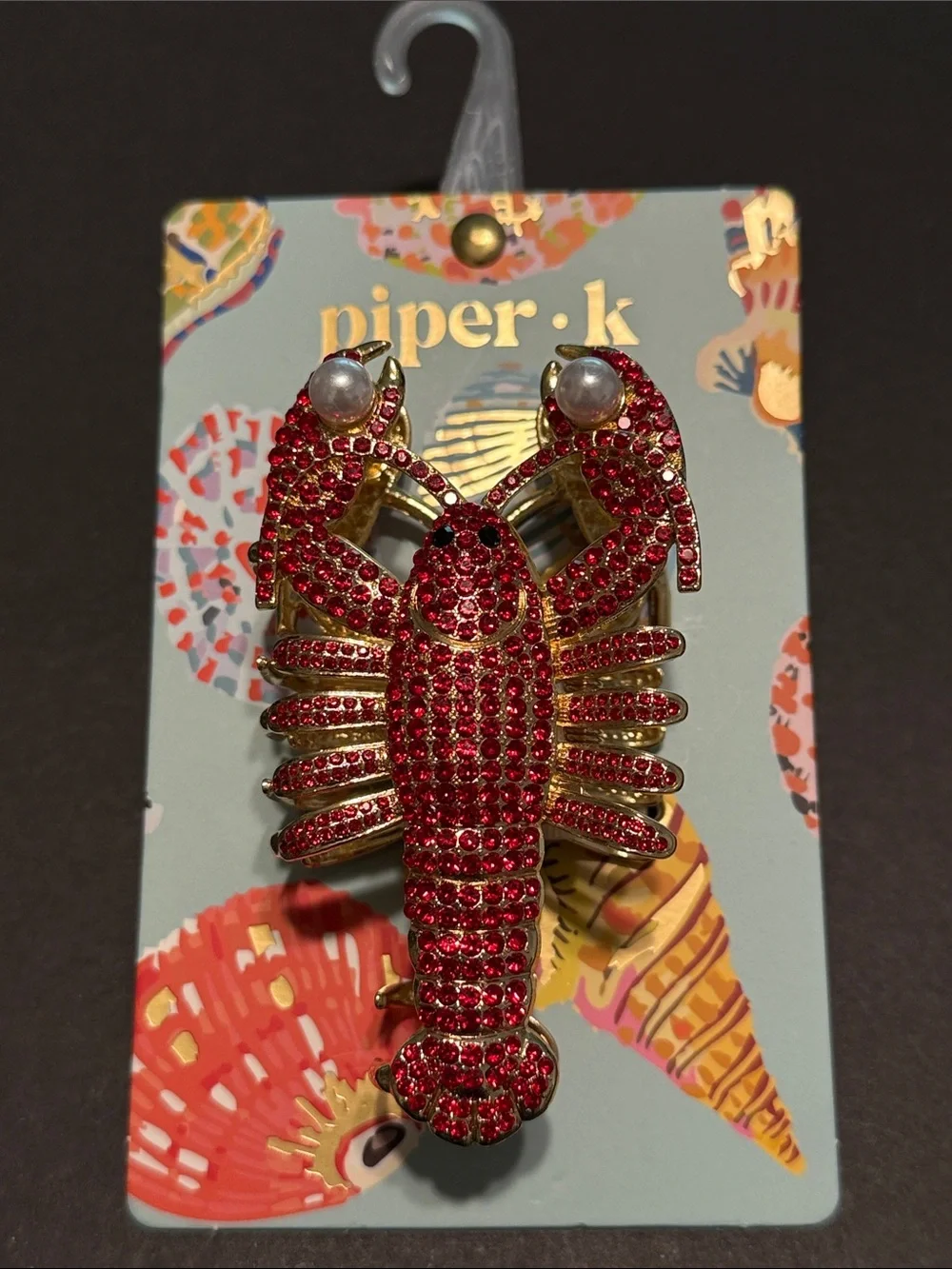 Piper•k Sparkly Red Crystal and Gold Lobster Hair Clip